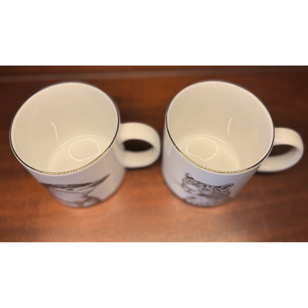 West Elm Black White Animal Mug Set Penguin Leopard Porcelain Coffee Cups - Picture 5 of 10